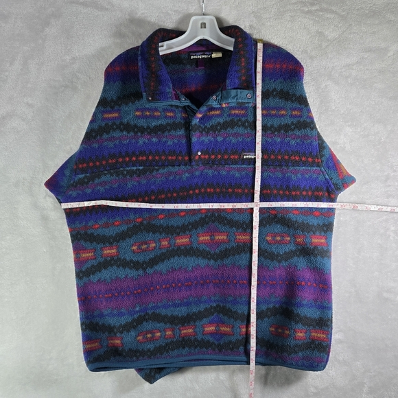 Patagonia Synchilla Snap-T Sacajawea Bluegrass Aztec Men Size Large Blue Vtg USA - Picture 7 of 11